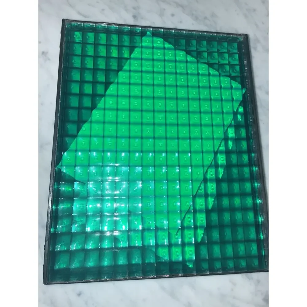 Pottery Barn Duet Block Glass Picture Frame Green Hinged Holds 2 5X7 Photo